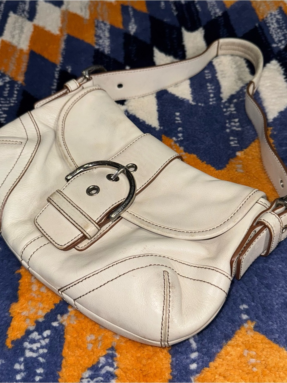 Vintage Y2K 2000s Coach White Mini Soho Leather Shoulder Bag ink stain - Picture 10 of 15
